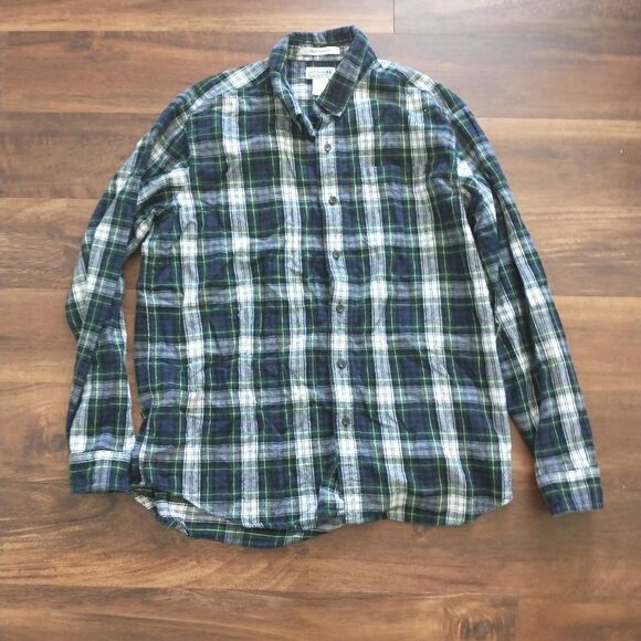 LL bean flannel Navy and Green Large - Picture 1 of 2